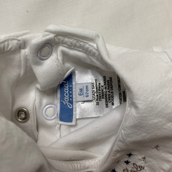 Jacadi onesie with embroidered cotton collar. Petite Etoile with stars in silver - Picture 4 of 4